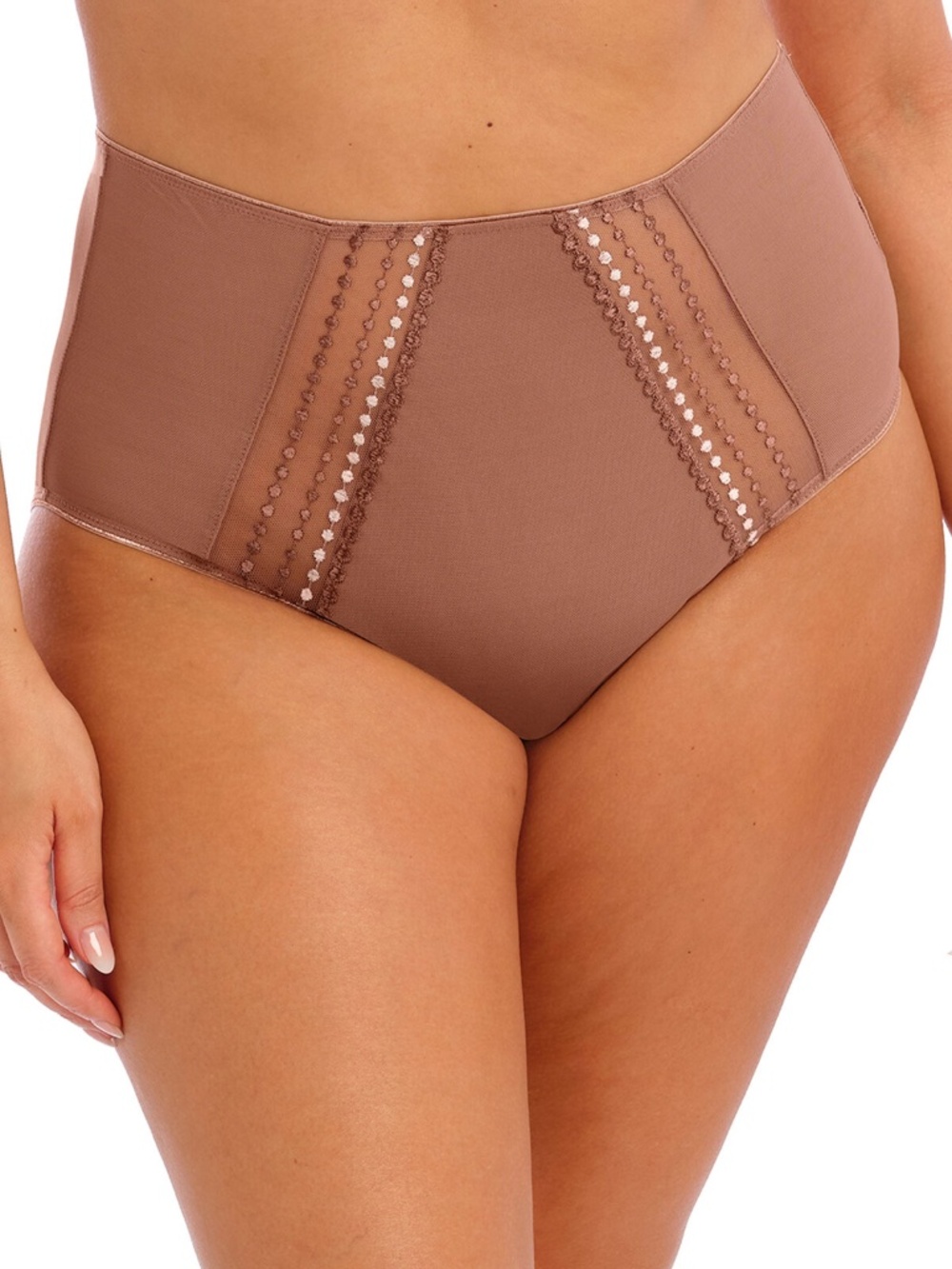 NEW Elomi Matilda Embroidered Stretch Mesh Full Brief Panty 8906 Clove Brown CVE